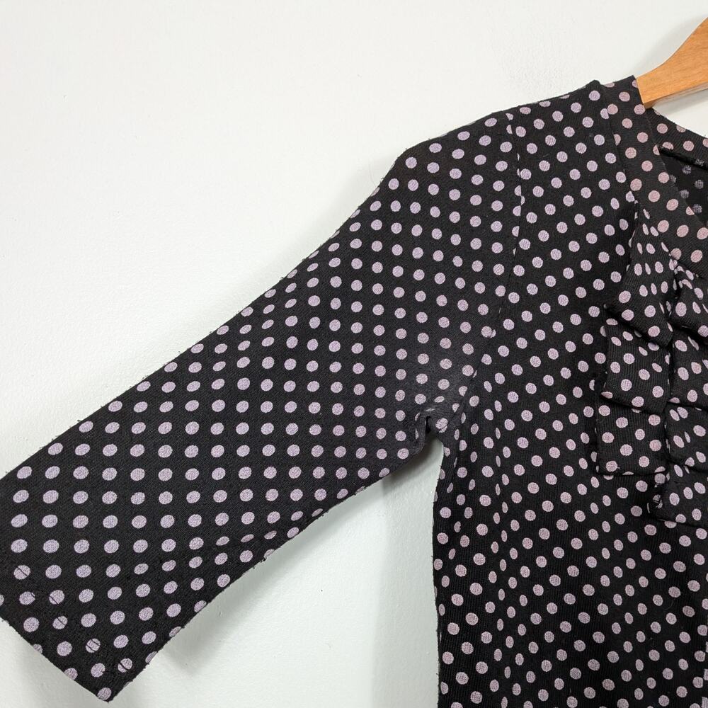 Vintage Polkadot Cardigan Top S Black Ruffle Twee Y2K Retro Glam Secretary 3/4 - Picture 5 of 9